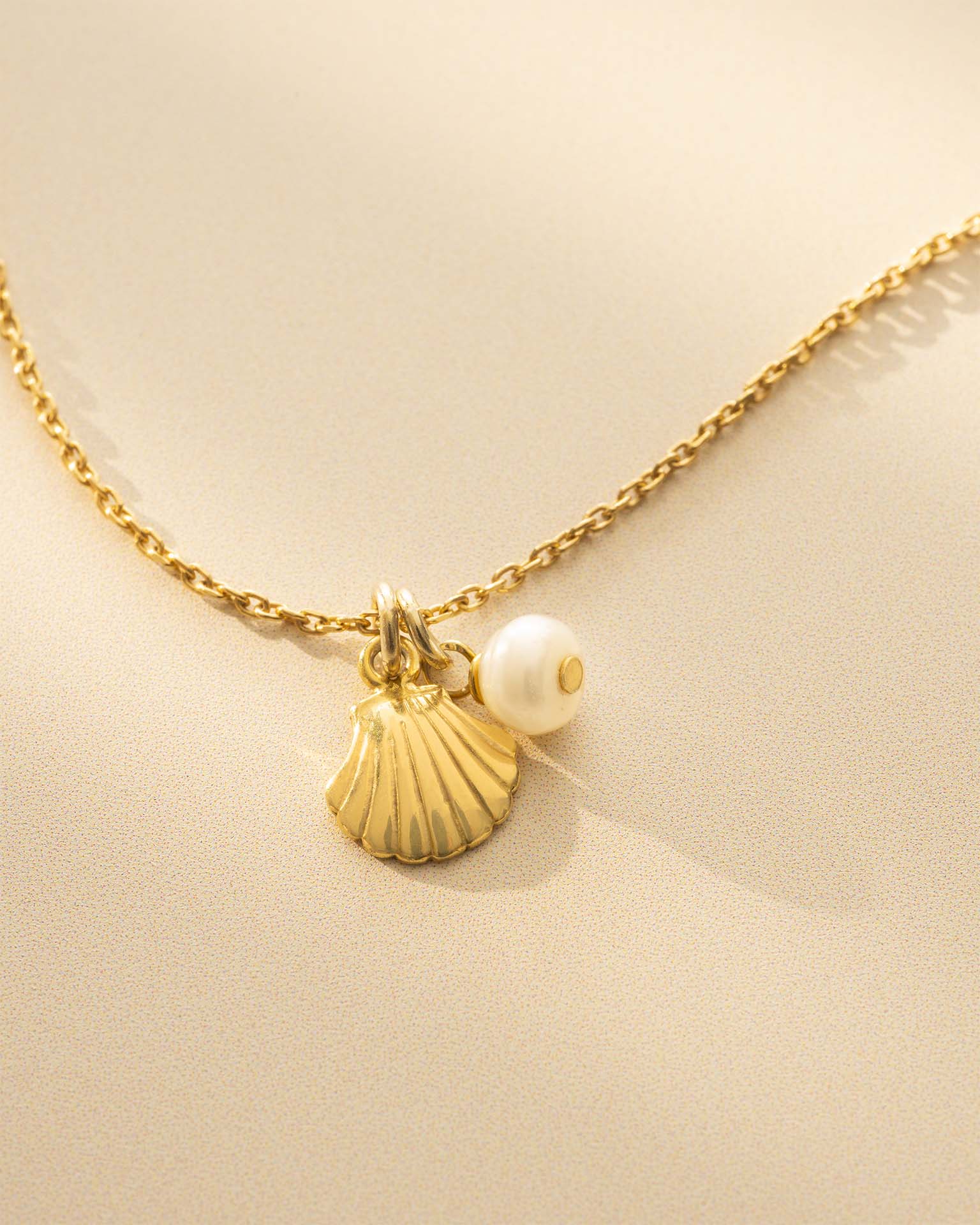 Gold Seashell and Pearl Personalised Necklace