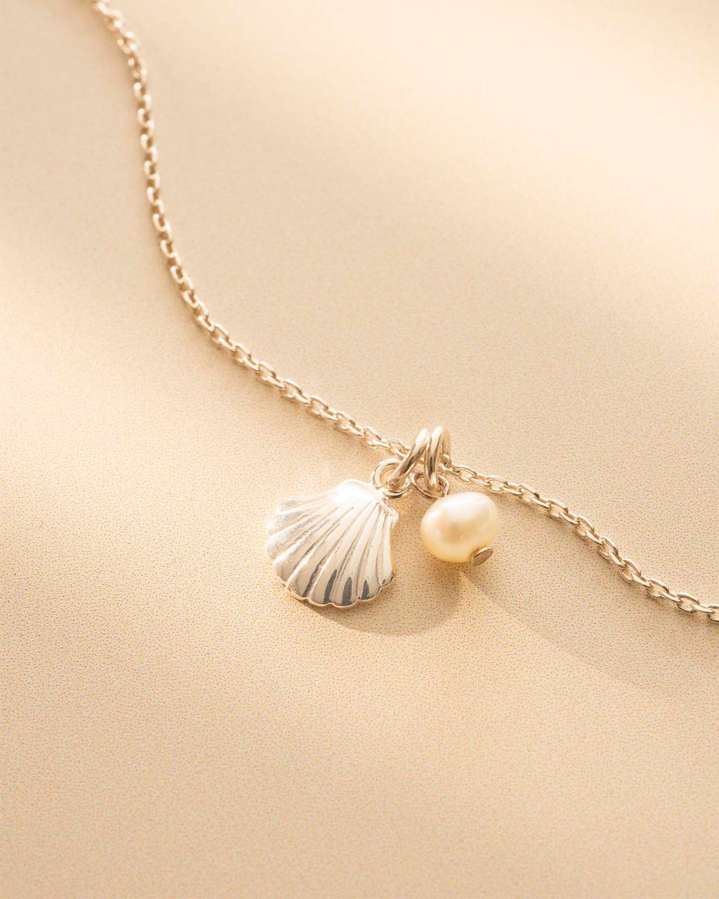 Silver Seashell and Pearl Personalised Necklace