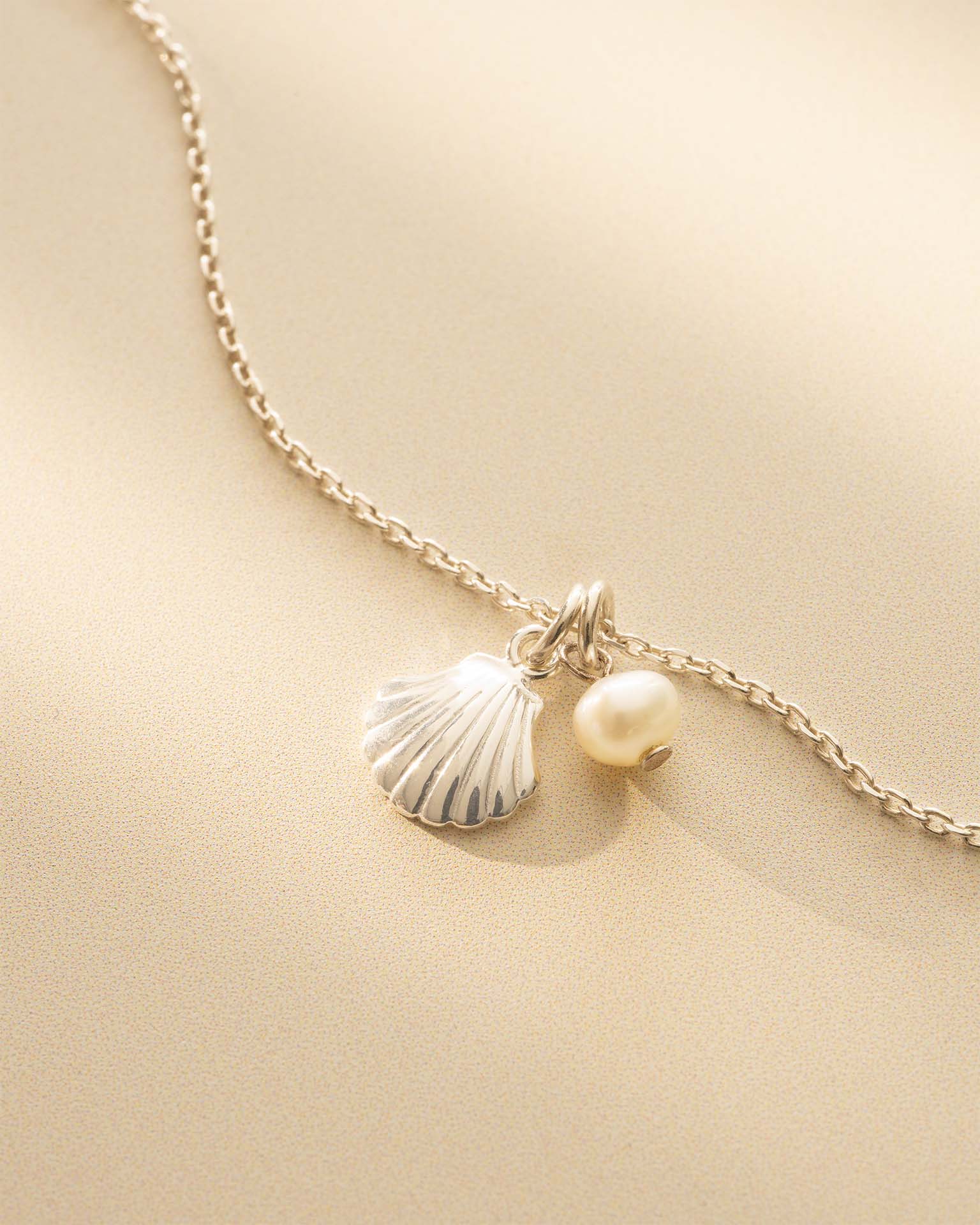Silver Seashell and Pearl Personalised Necklace