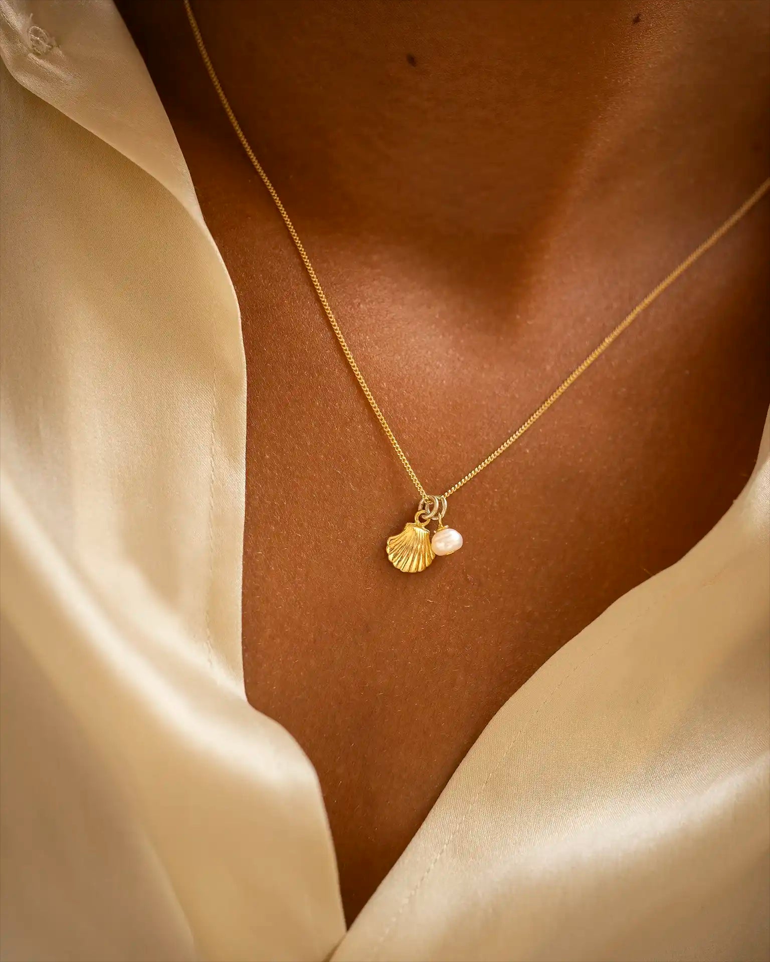 Gold Seashell and Pearl Personalised Necklace