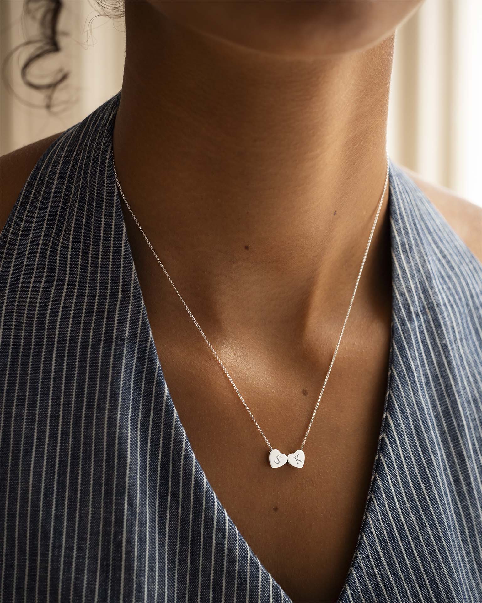 Gold Family Mini Hearts Personalised Initial Necklace