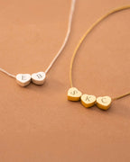 Gold Family Mini Hearts Personalised Initial Necklace