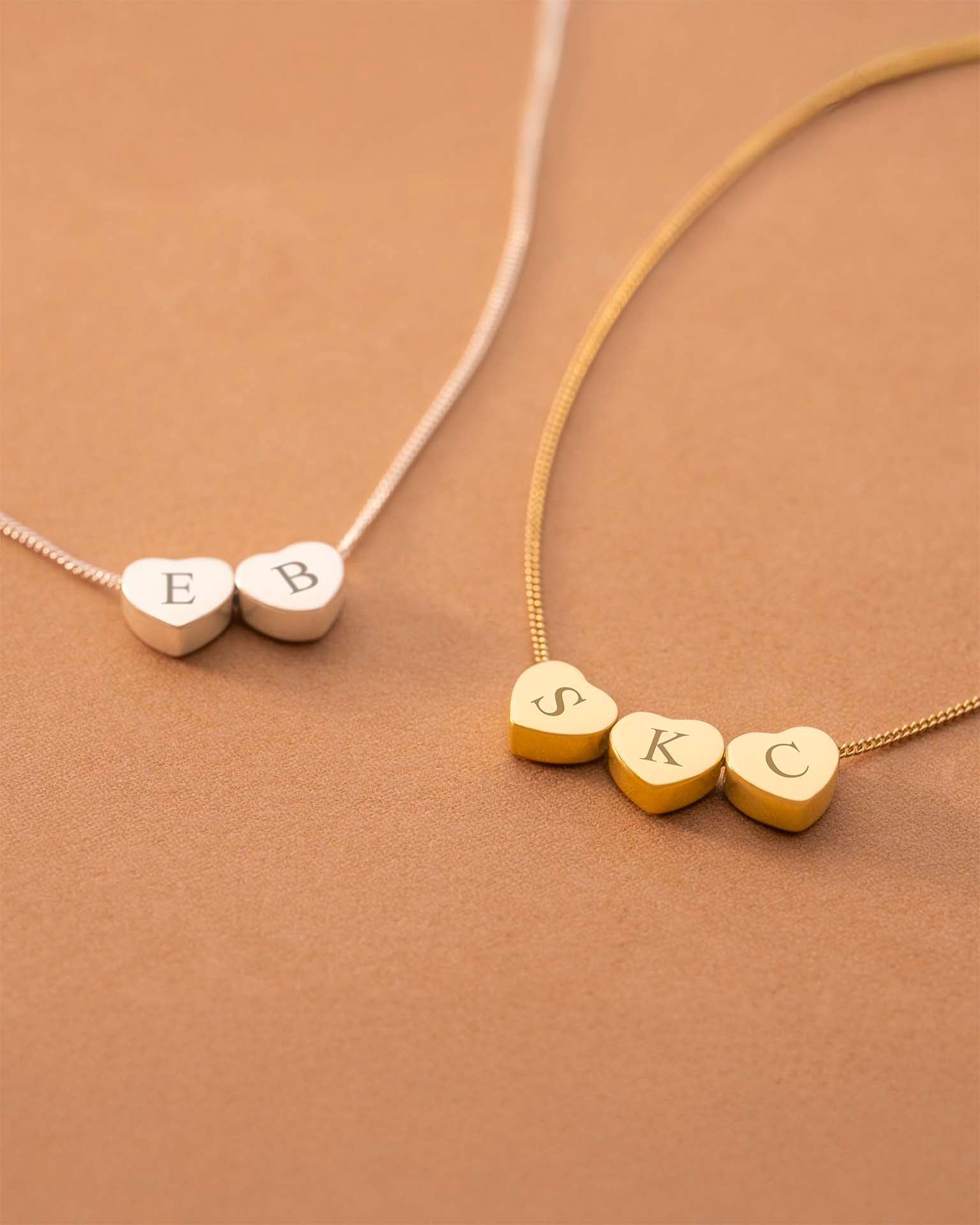 Gold Family Mini Hearts Personalised Initial Necklace