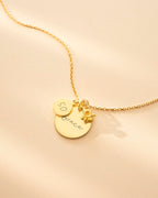 Gold Personalised Birthday Disc and Birth Flower Necklace