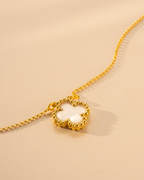 Gold Mother of Pearl Clover Necklace