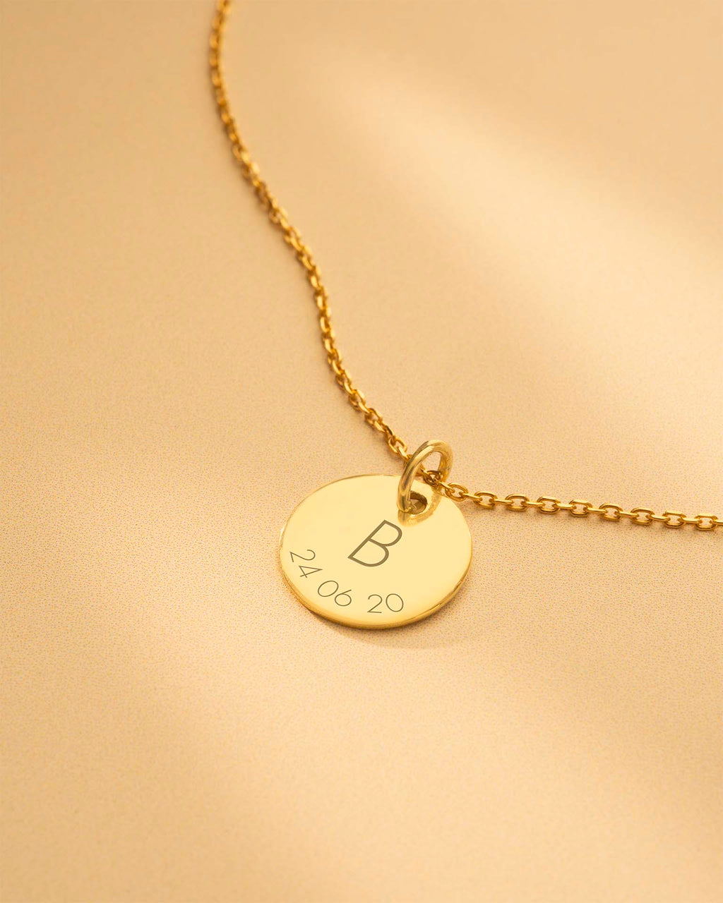 Gold Initial And Date Personalised Necklace