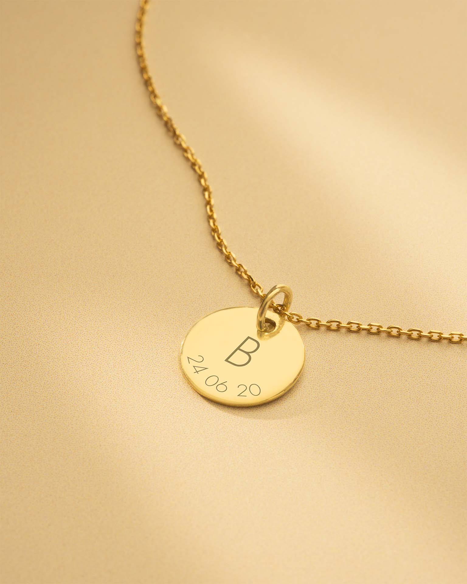 Gold Initial And Date Personalised Necklace
