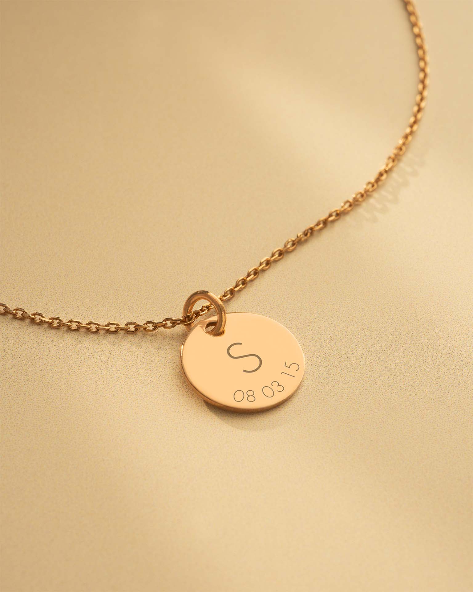 Rose Gold Initial And Date Personalised Necklace