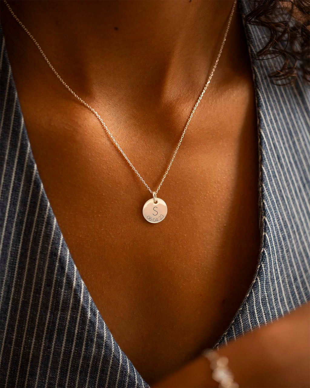 Silver Initial And Date Personalised Necklace