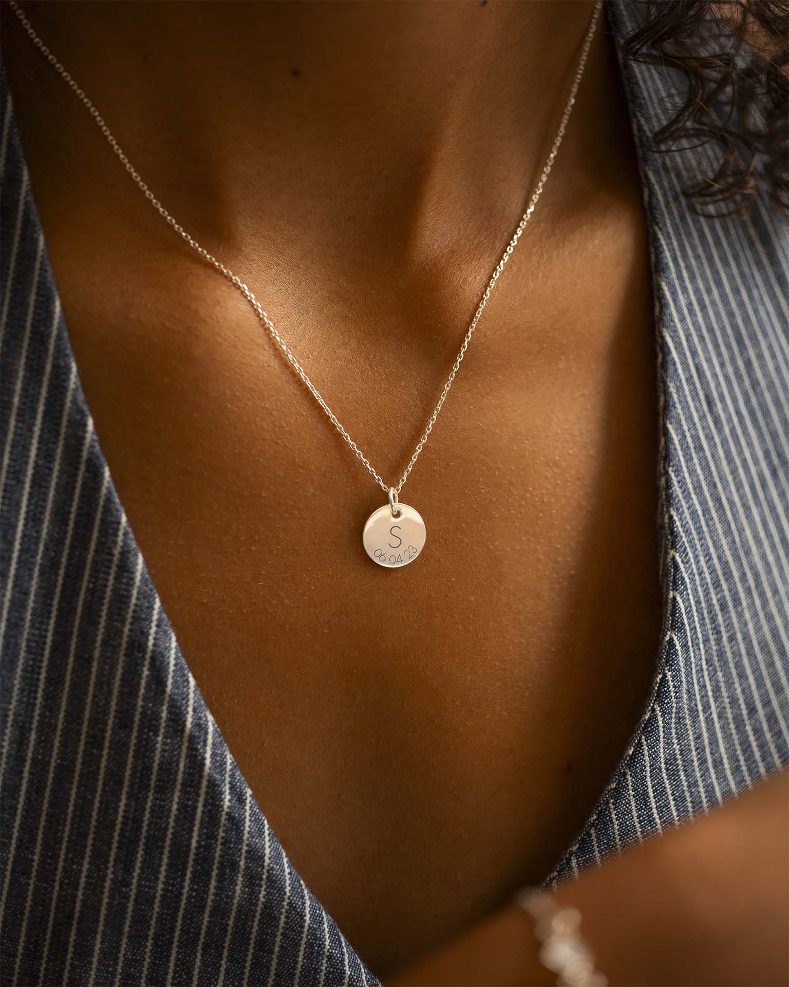 Silver Initial And Date Personalised Necklace
