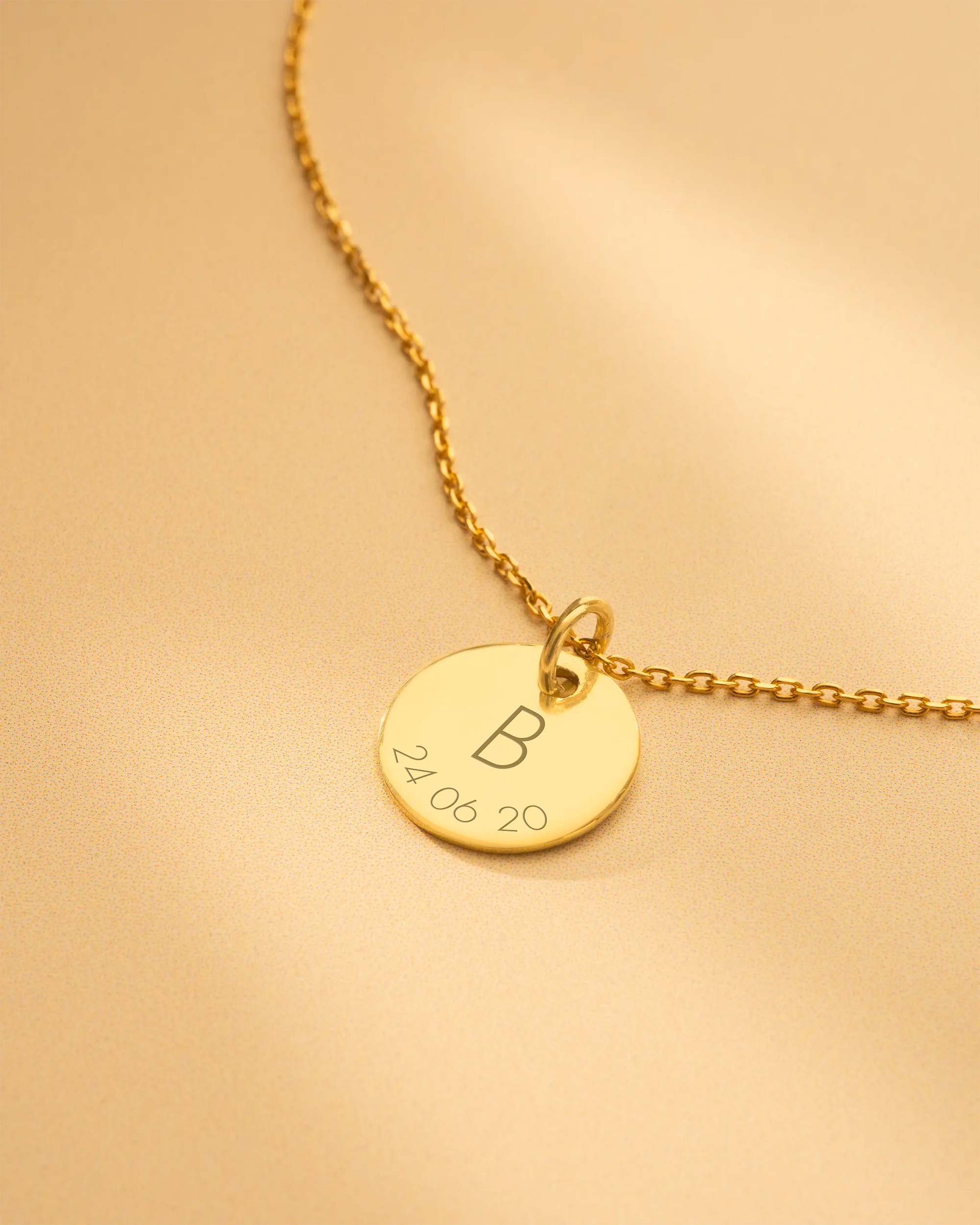 Gold Initial And Date Personalised Necklace