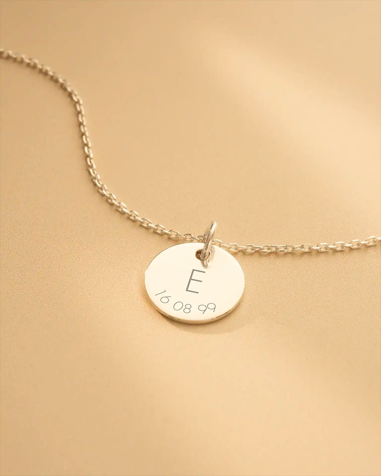 Silver Initial And Date Personalised Necklace