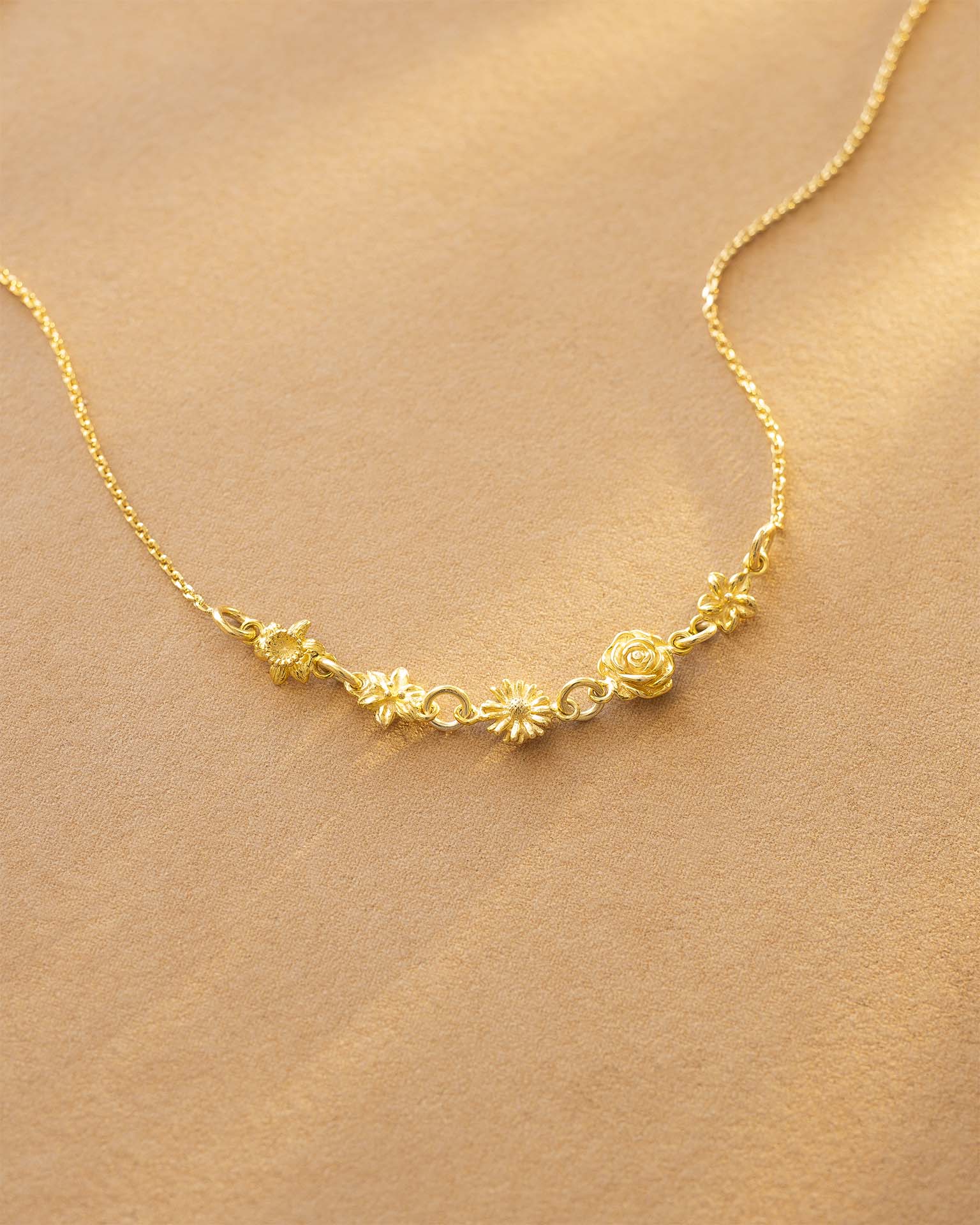 Gold Family Birth Flower Necklace