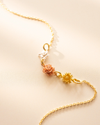 Gold Mixed Metal Family Birth Flower Necklace