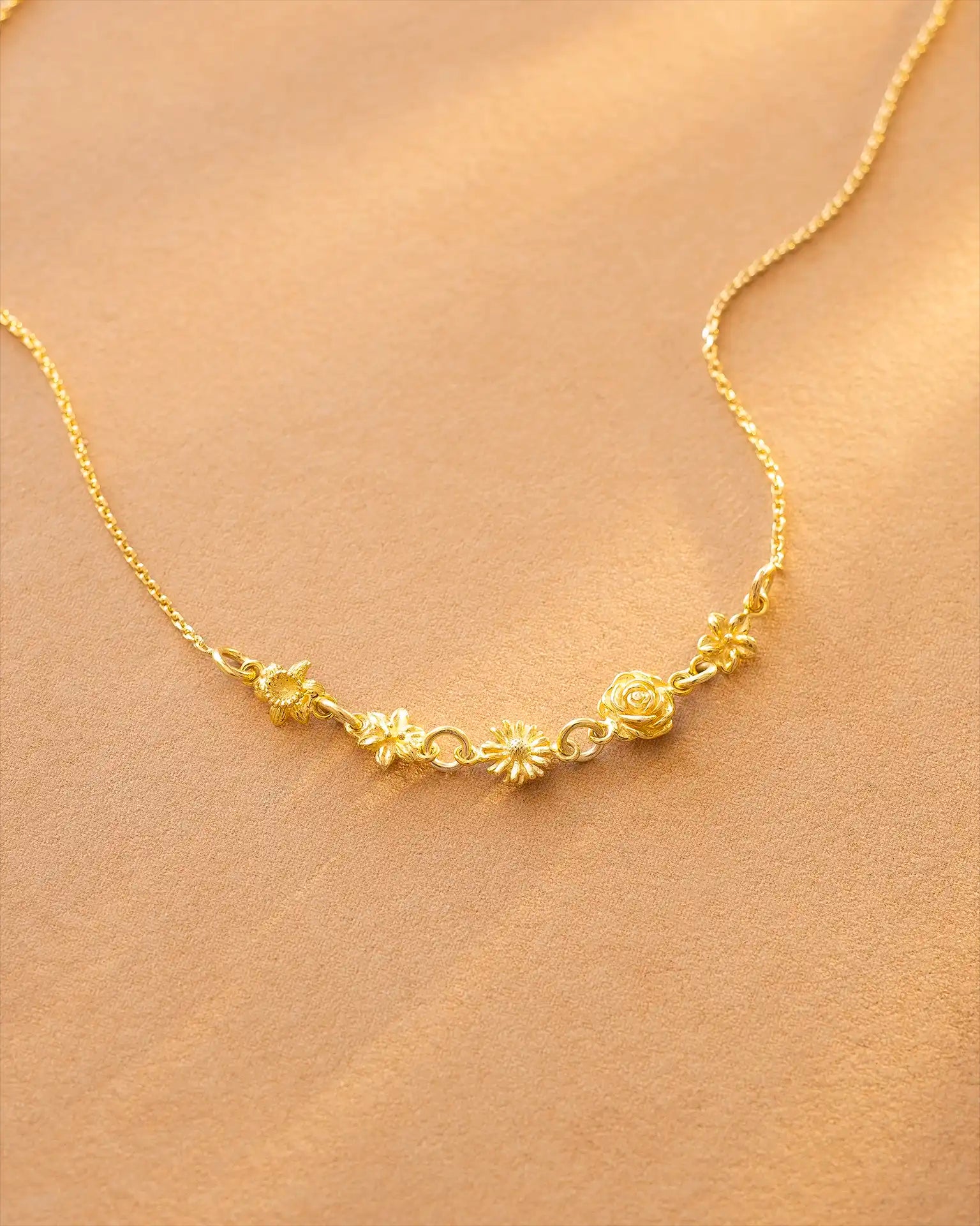 Gold birth flower necklace