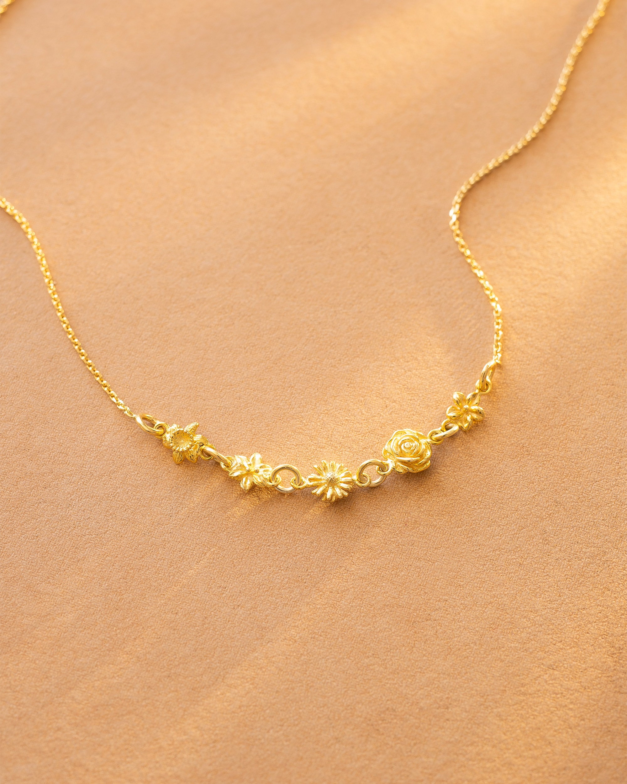 Gold Family Birth Flower Necklace