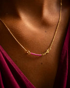 Gold Semi-Precious Birthstone Bar and Birth Flower Necklace
