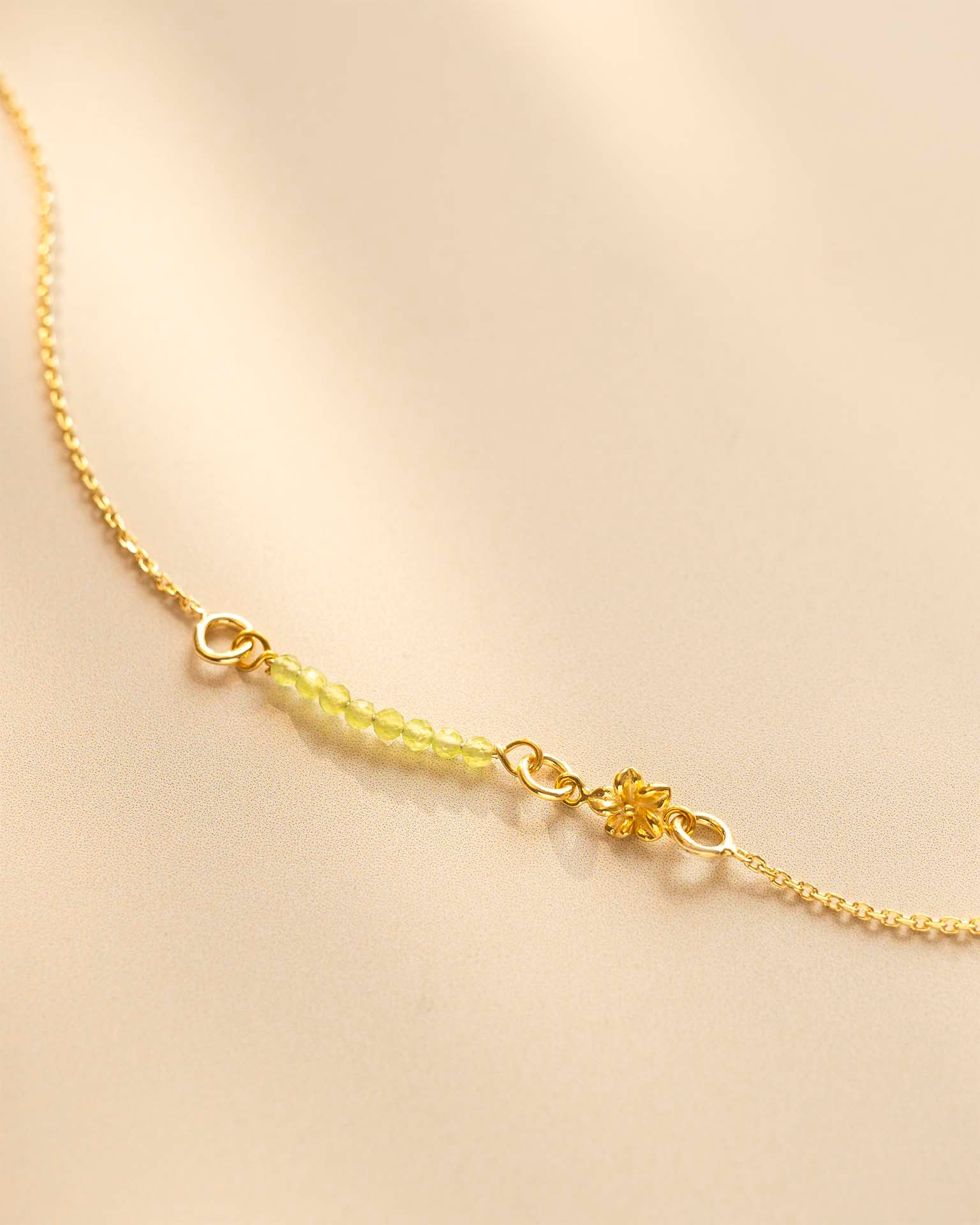 Gold Semi-Precious Birthstone Bar and Birth Flower Necklace