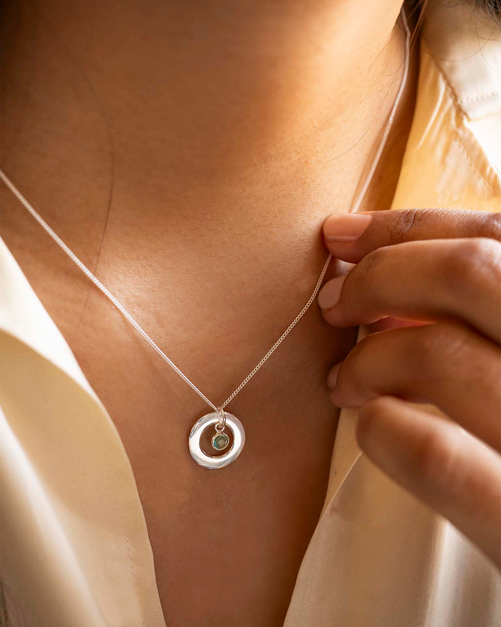 Silver Eternal Ring and Birthstone Personalised Necklace