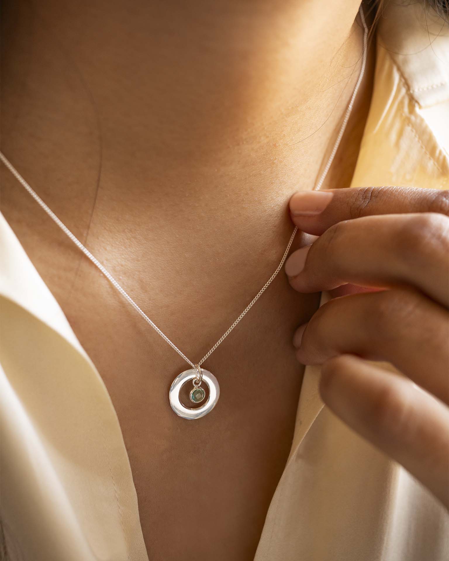 Silver Eternal Ring and Birthstone Personalised Necklace