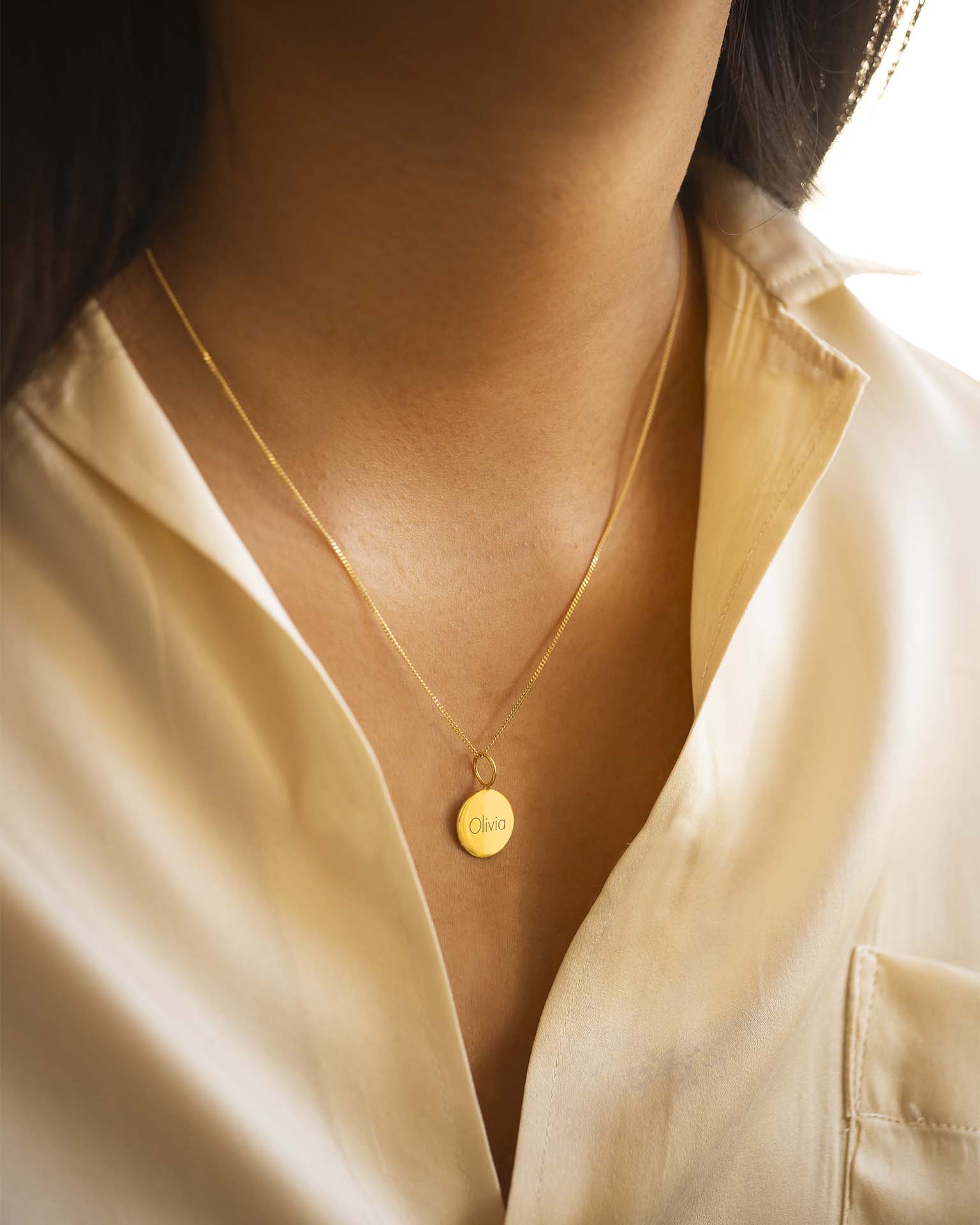 Gold Sia Disc Personalised Name Necklace