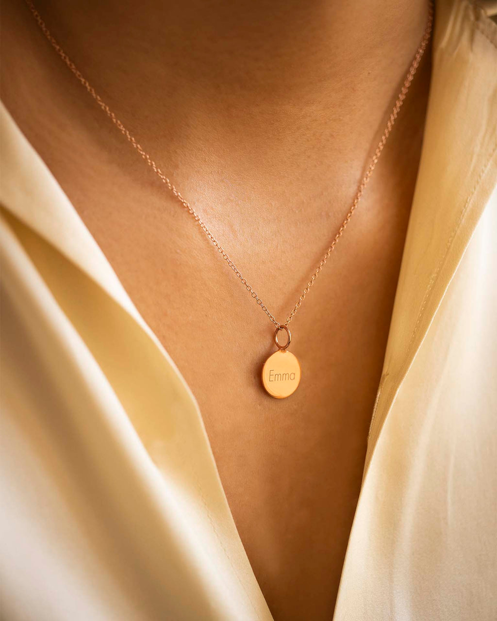 Rose Gold Sia Disc Personalised Name Necklace