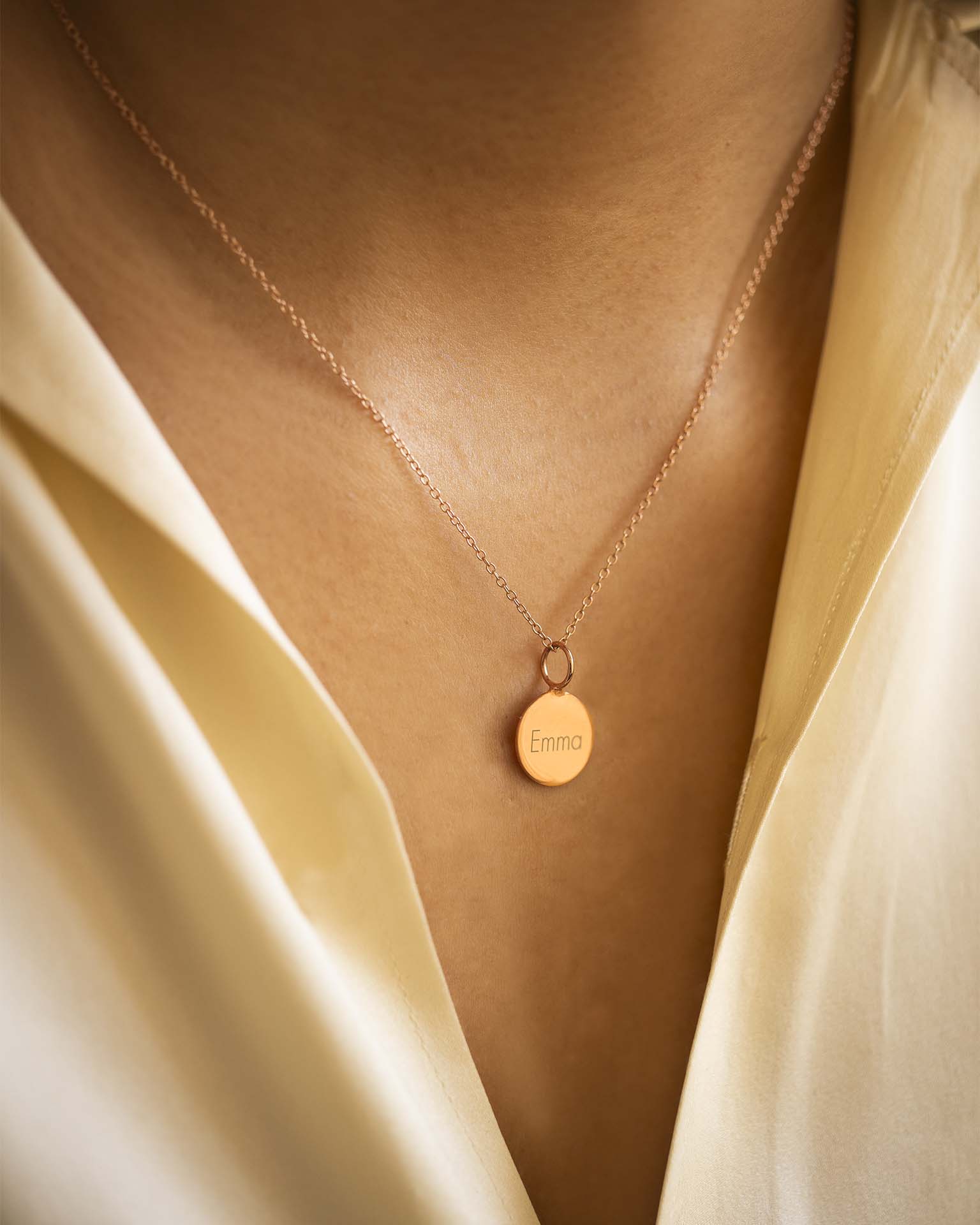 Rose Gold Sia Disc Personalised Name Necklace