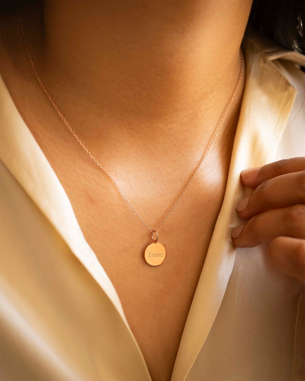 Rose Gold Sia Disc Personalised Name Necklace