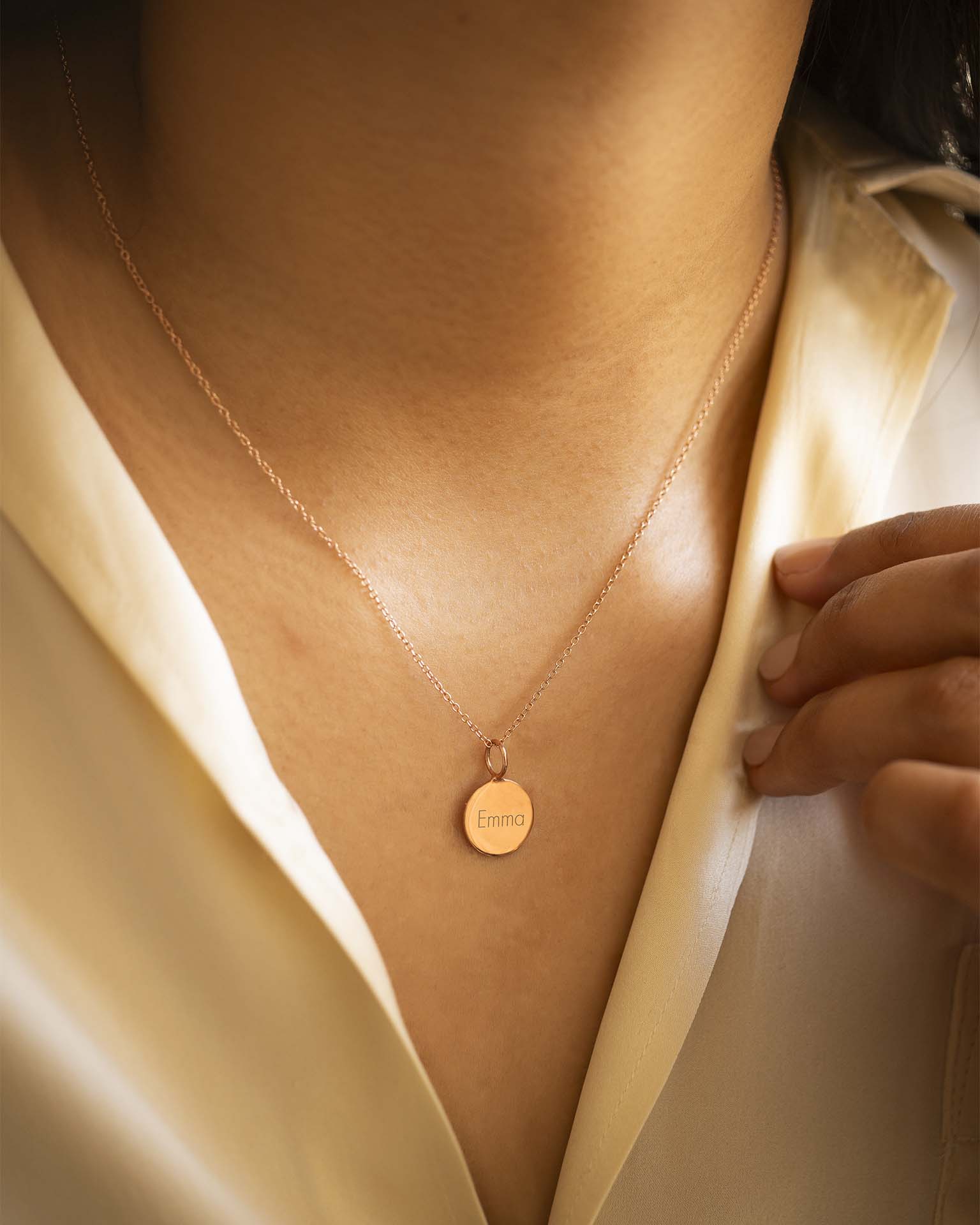 Rose Gold Sia Disc Personalised Name Necklace
