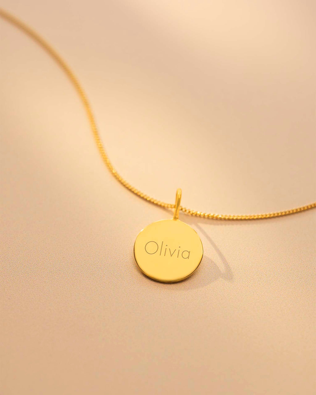 Gold Sia Disc Personalised Name Necklace