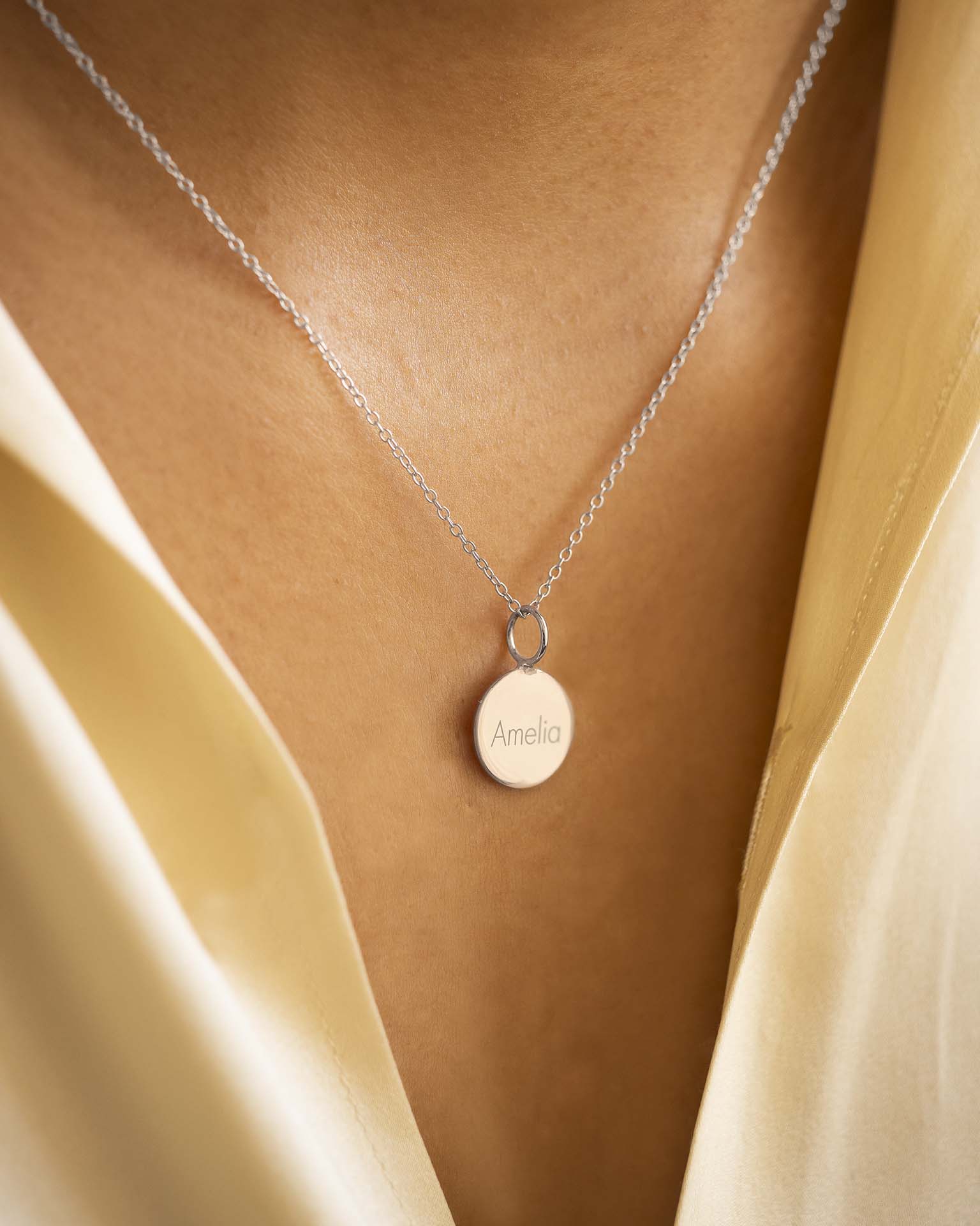 Silver Sia Disc Personalised Name Necklace