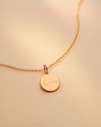 Rose Gold Sia Disc Personalised Name Necklace
