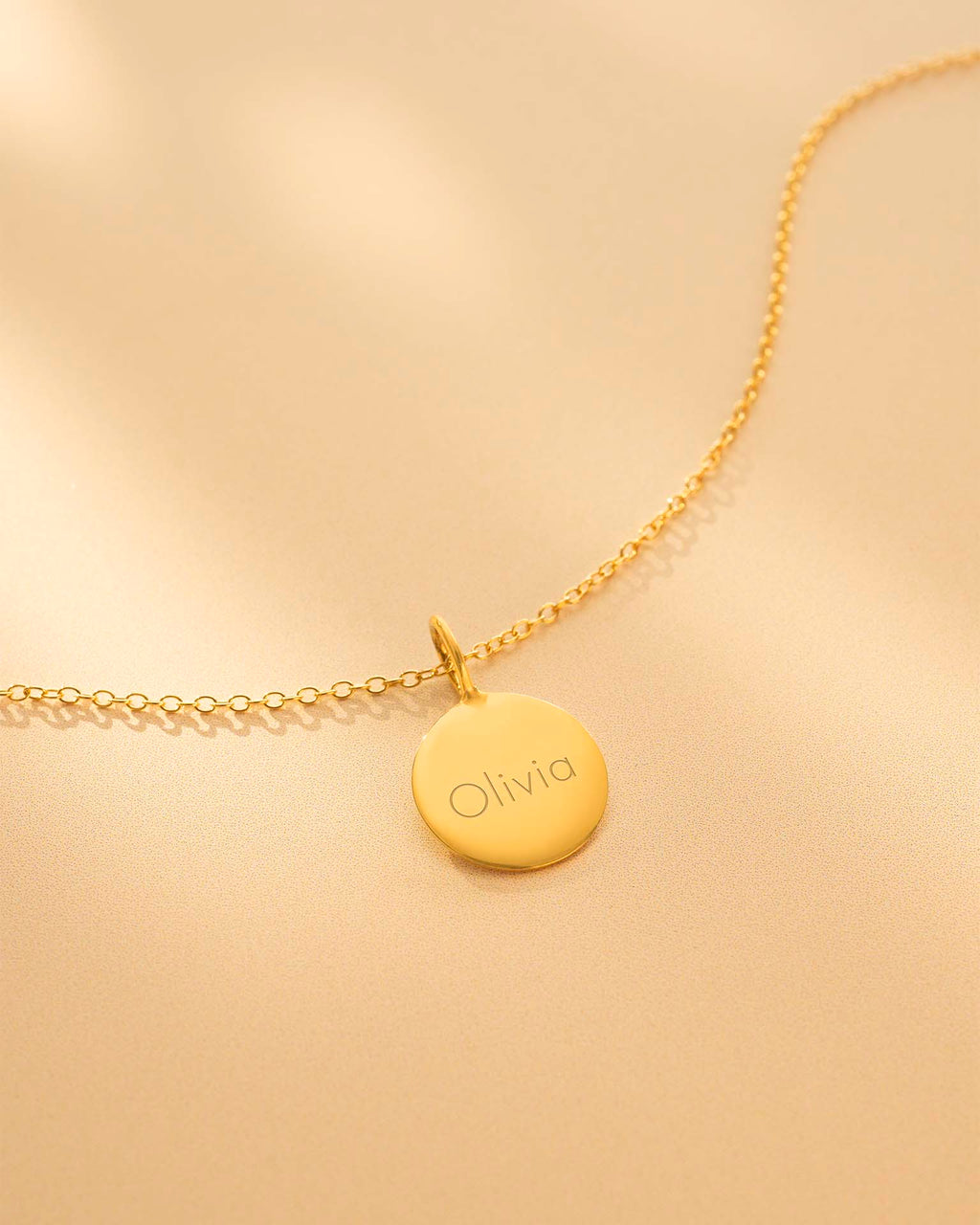 Gold Sia Disc Personalised Name Necklace