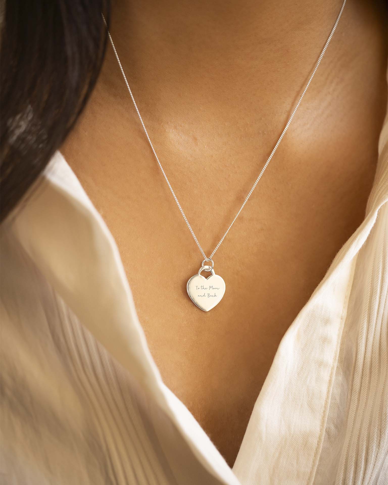 Silver Heart Pendant Personalised Necklace