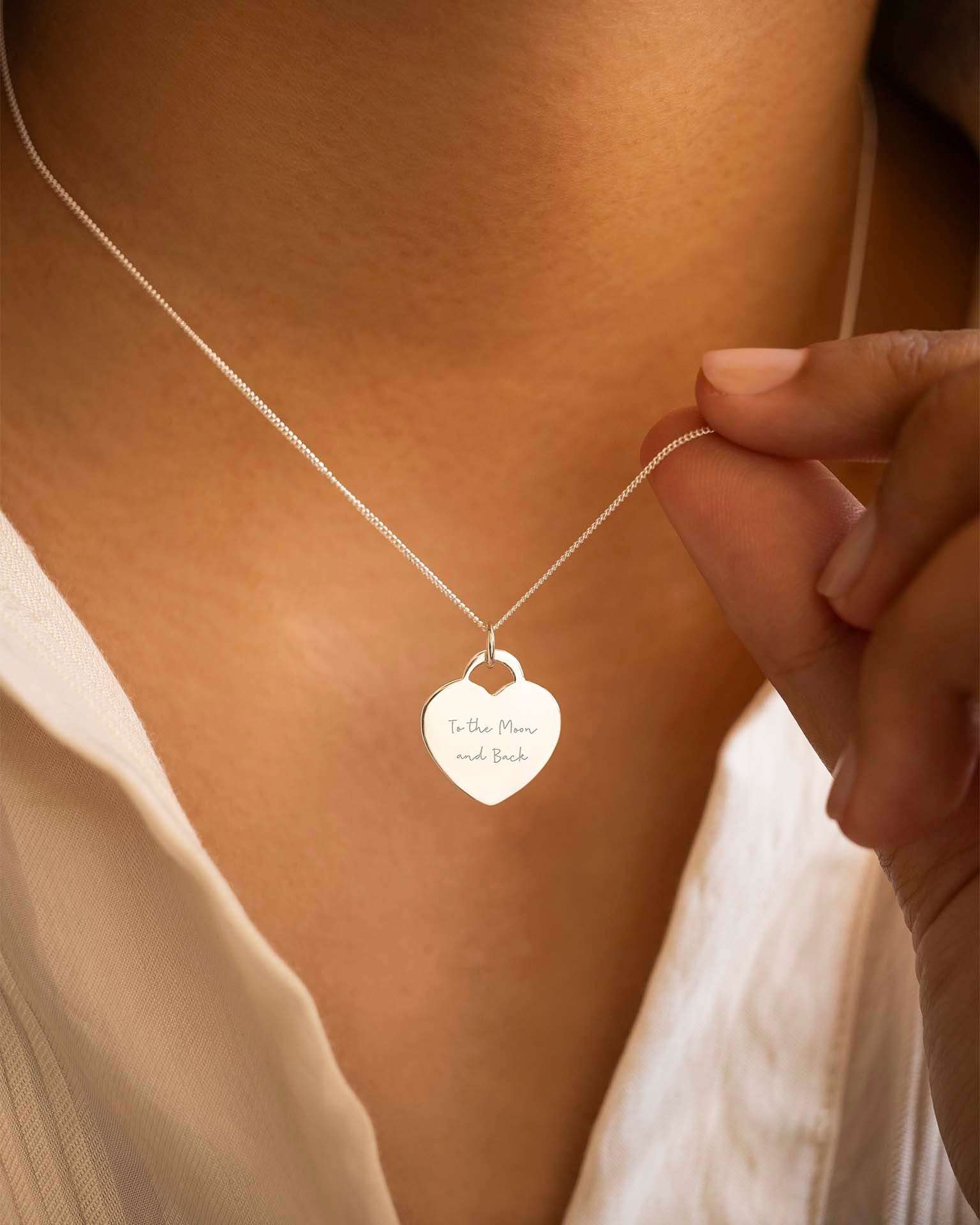 Silver Heart Pendant Personalised Necklace