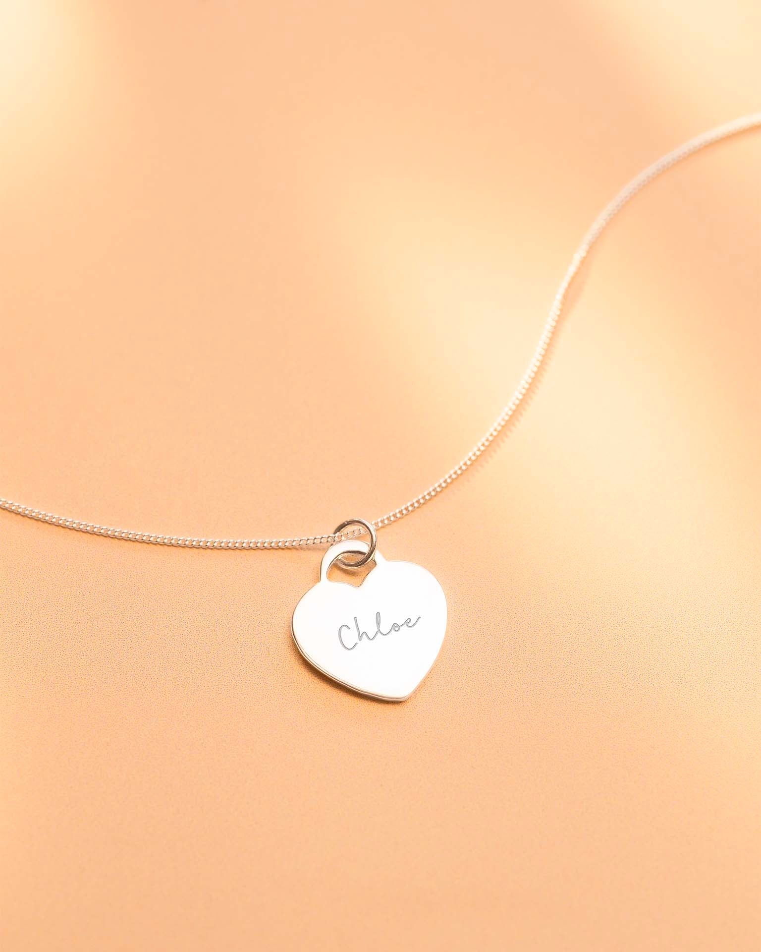 Silver Heart Pendant Personalised Necklace