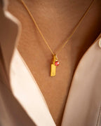 Gold Sia Bar and Birthstone Personalised Necklace
