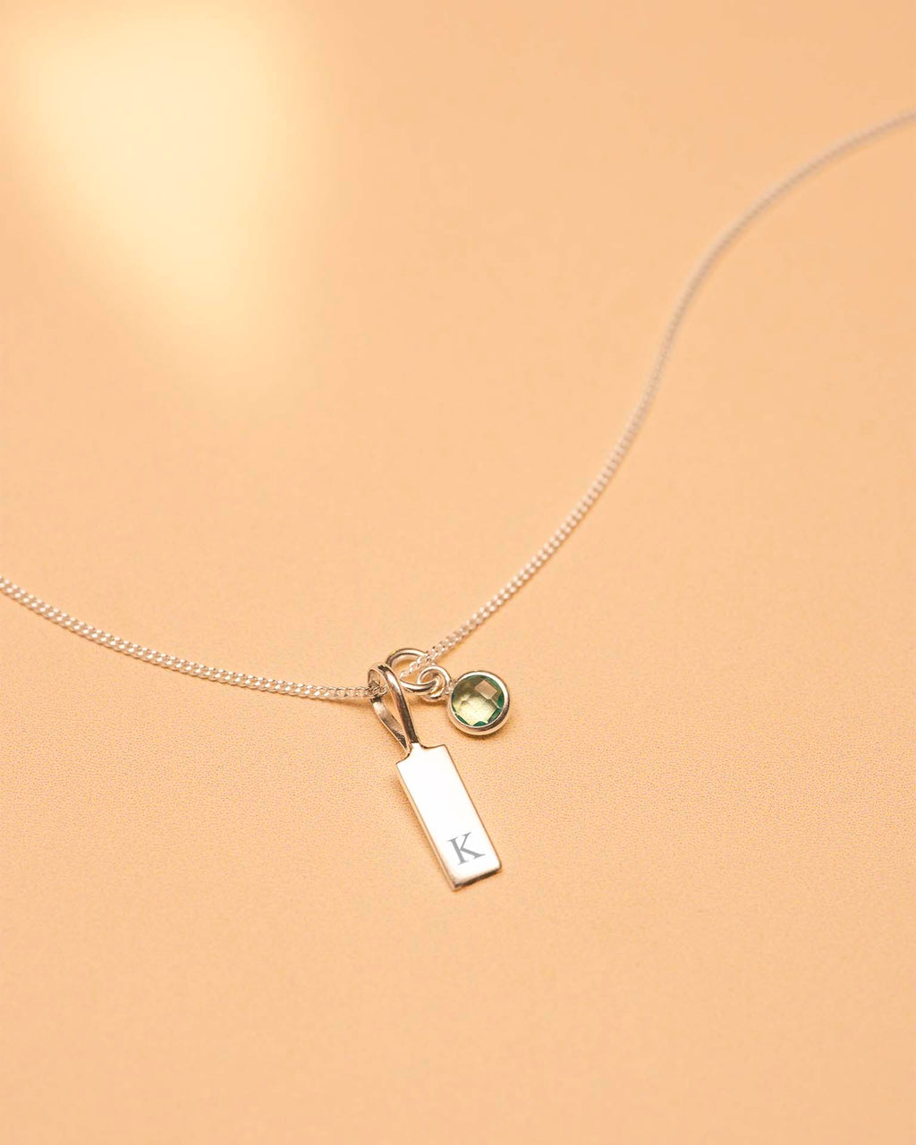 Silver Sia Bar and Birthstone Personalised Necklace