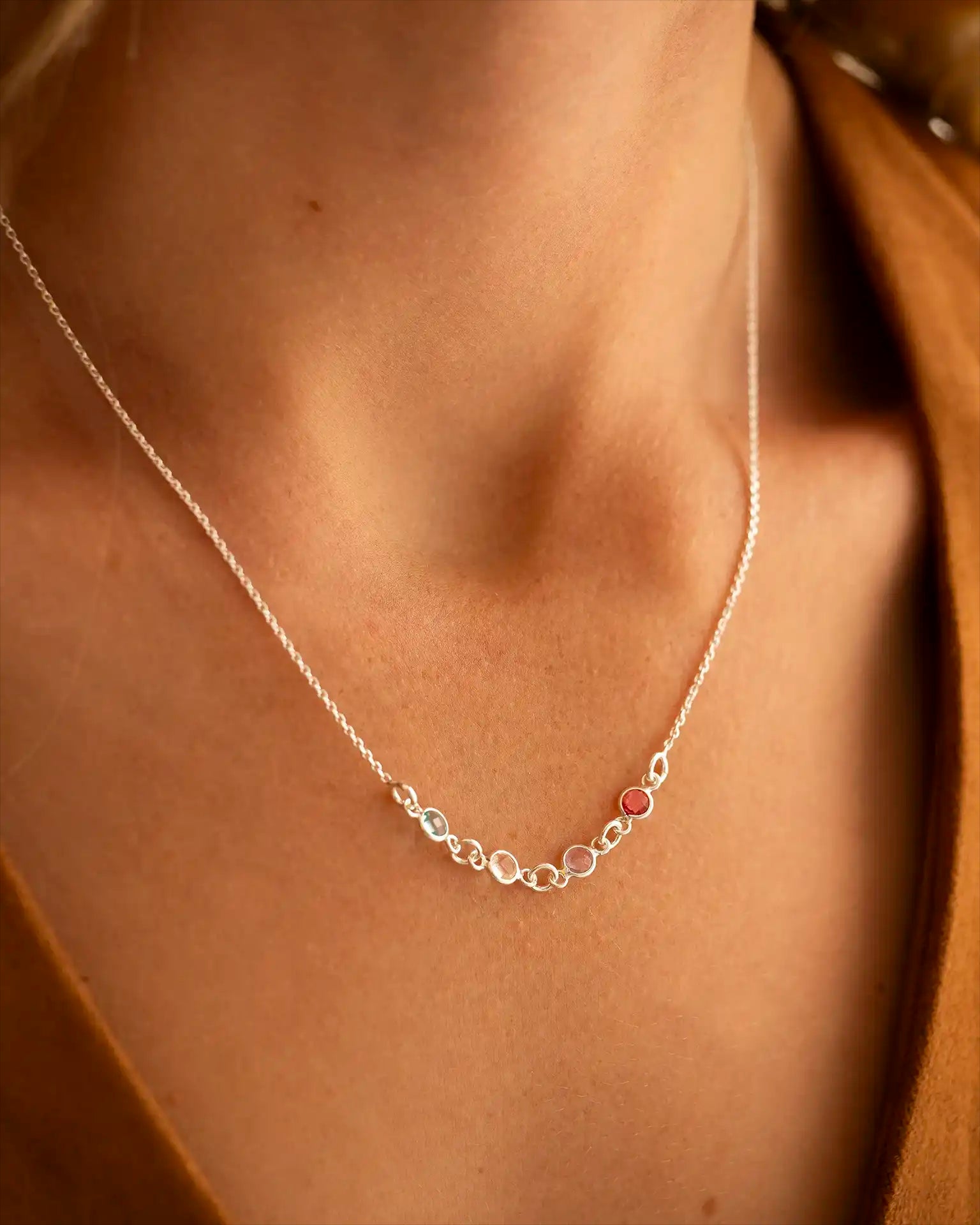 Silver Family Mini Birthstone Necklace