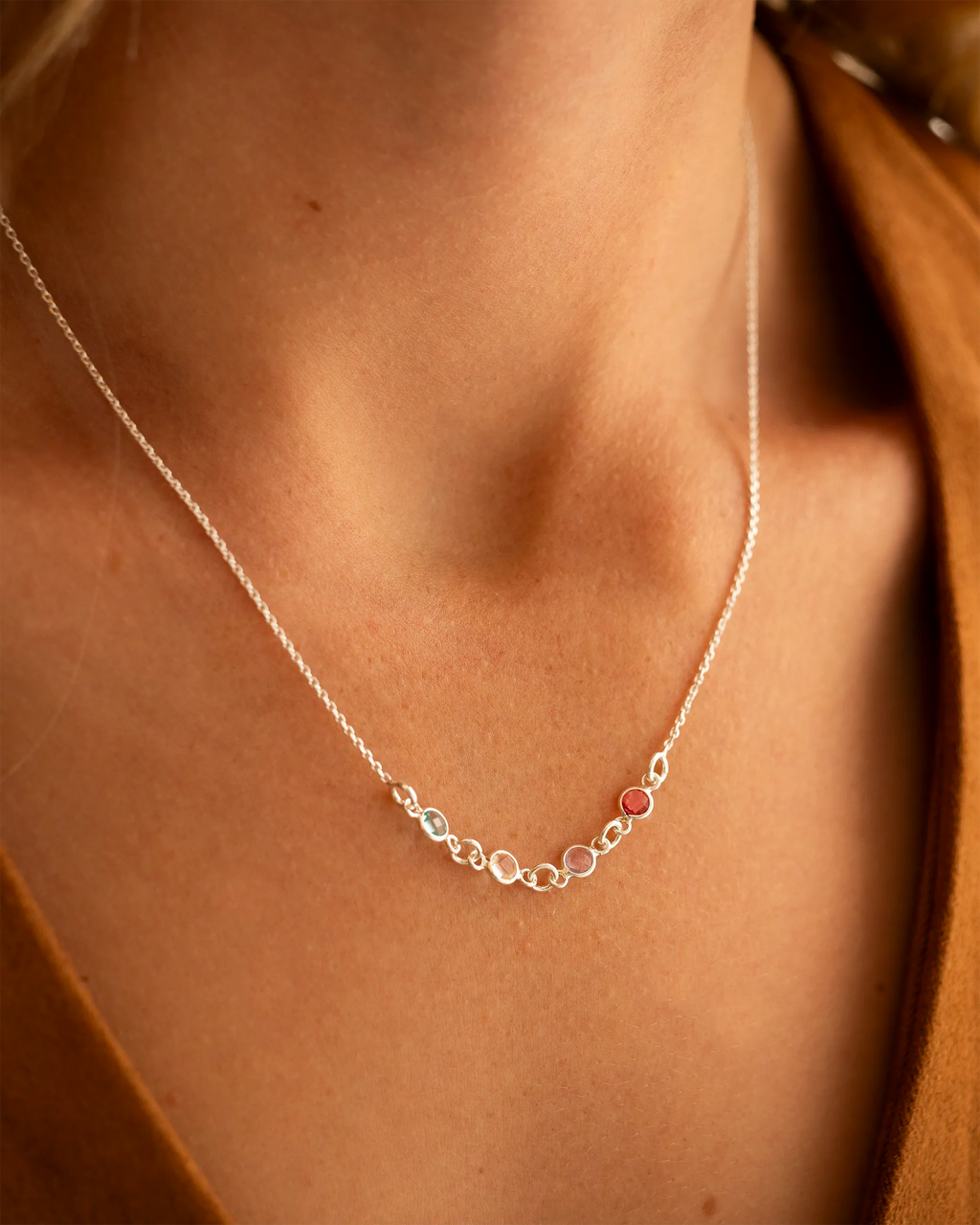Silver Family Mini Birthstone Necklace