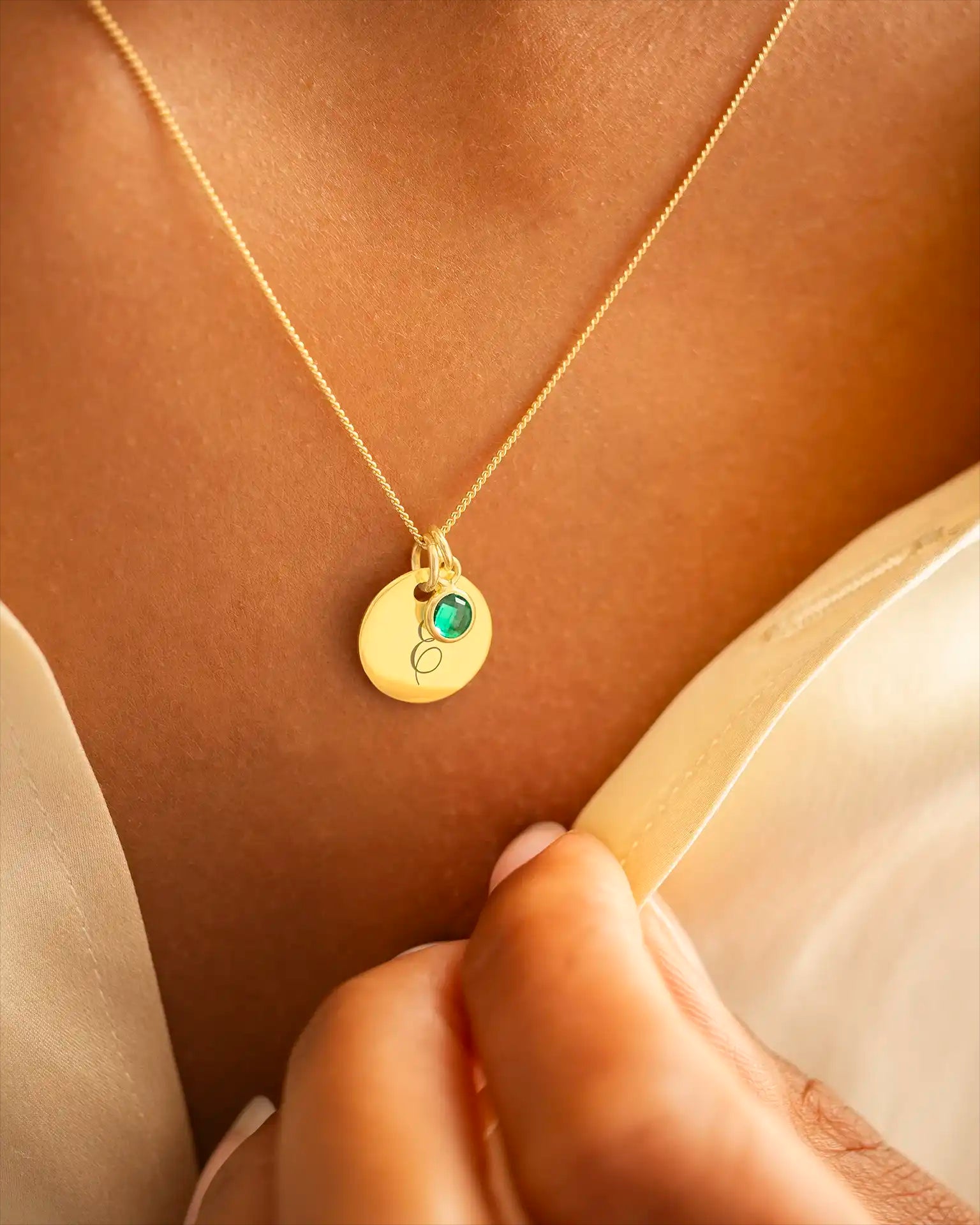Gold Initial and Birthstone Personalised Necklace