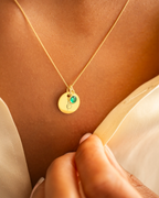 Gold Initial and Birthstone Personalised Necklace