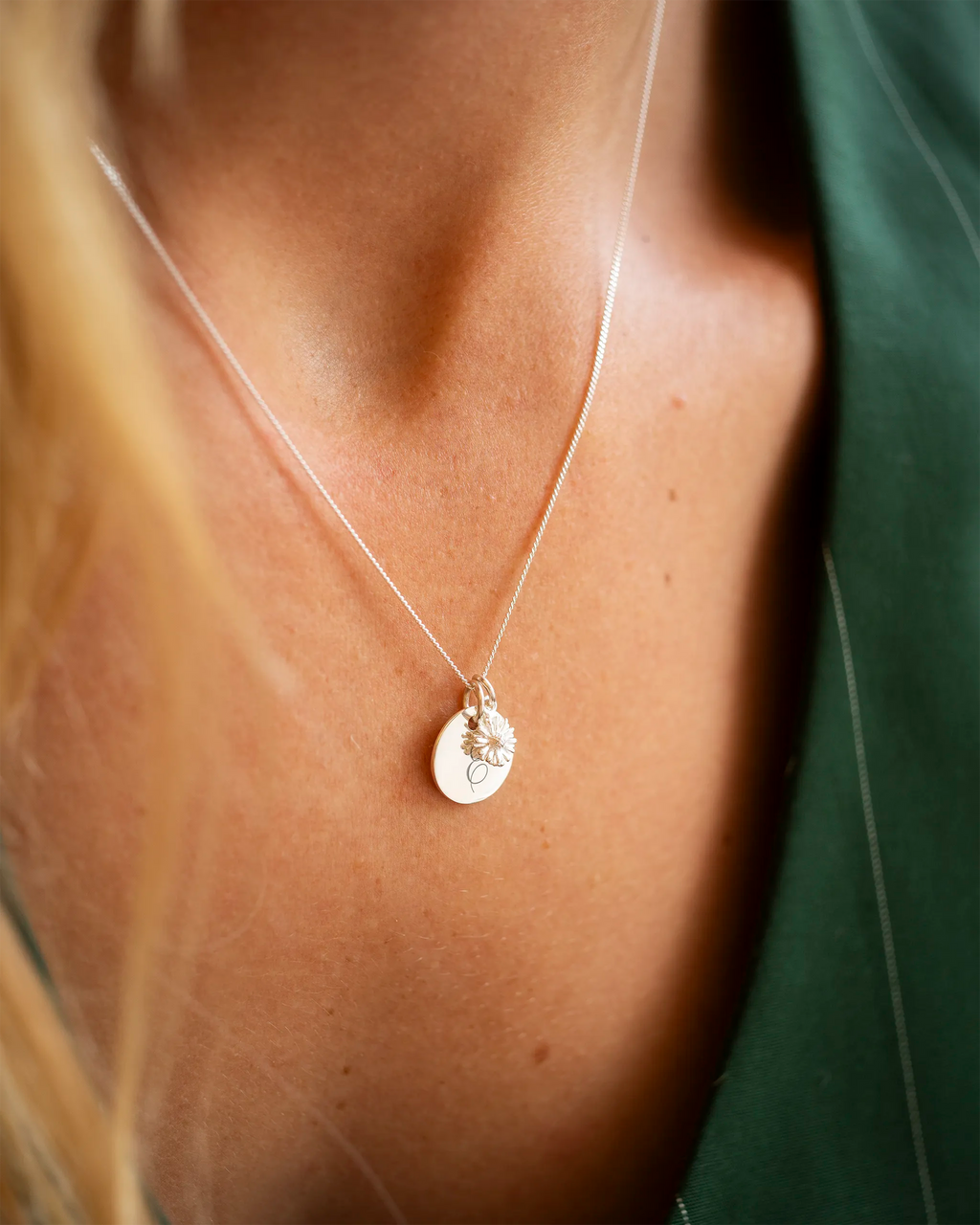 Silver Initial and Birth Flower Personalised Necklace