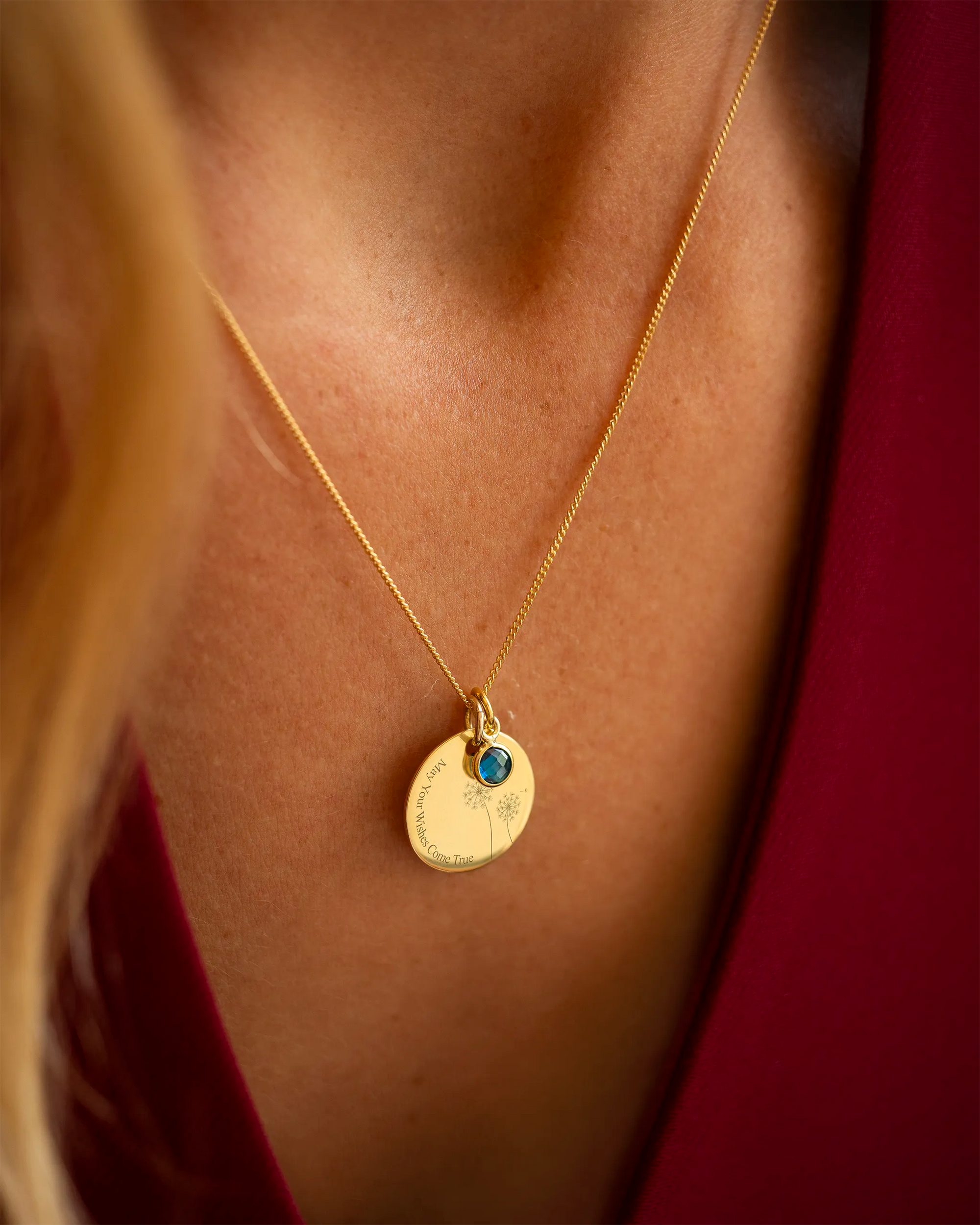 Gold Meaningful Flower and Message Personalised Necklace