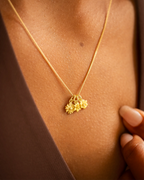 Gold Family Birth Flower Personalised Necklace