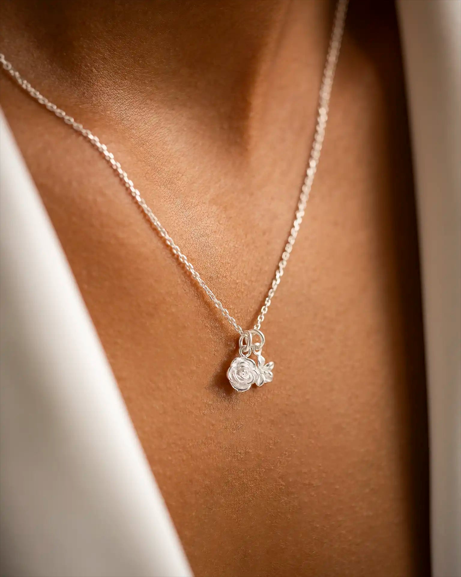 Silver Family Birth Flower Personalised Necklace