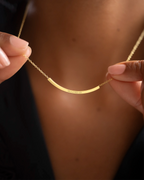 Gold Curved Skinny Bar Message Personalised Necklace