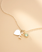 Gold Heart, Mini Letter and Birthstone Personalised Necklace
