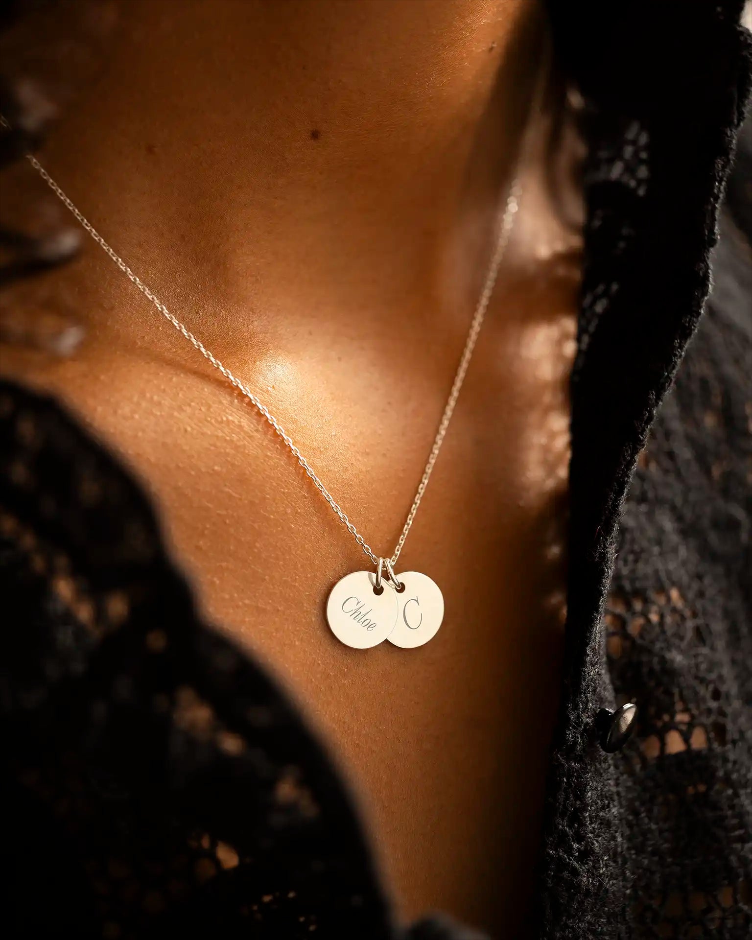 Silver Initial Disc Personalised Name Necklace
