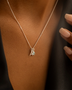 Silver Letter Birthstone Personalised Necklace